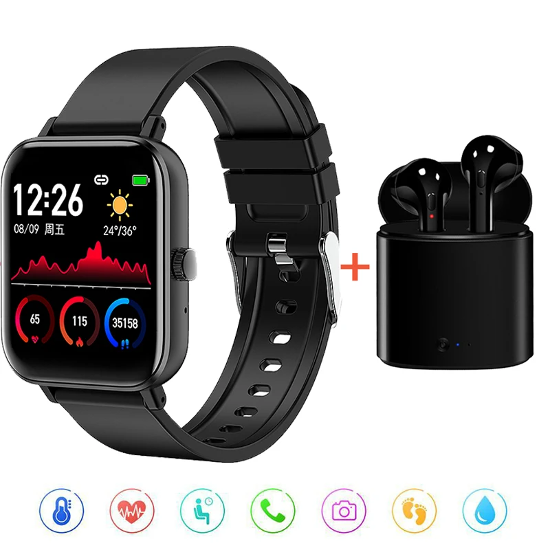

Watch Men Women Heart Rate Blood Pressure Monitor Bracelet Full Touch Sport Waterproof Smartwatch Fitness Smart Equipment 2 Set