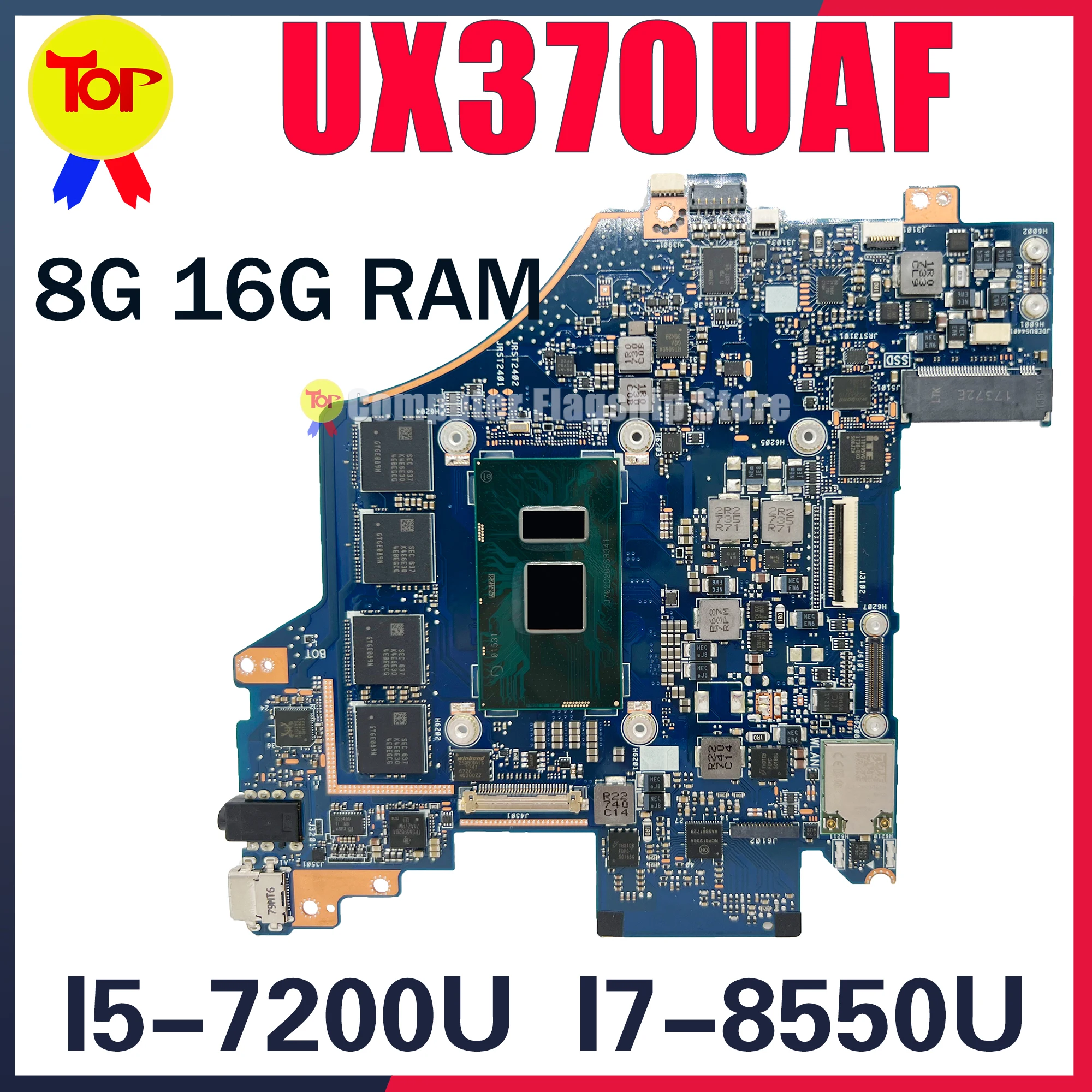 Материнская плата UX370U для ноутбуков ASUS ZenBook UX370UA ux370остаостаостальные UX370UAF искусственная ственная фотография 16 Гб или 8 Гб материнская плата