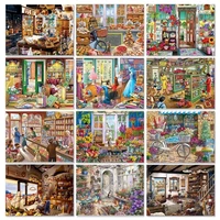 gatyztory diy animal painting by numbers flower shop paint by numbers for adults picture decor home wall art 60x75cm frames