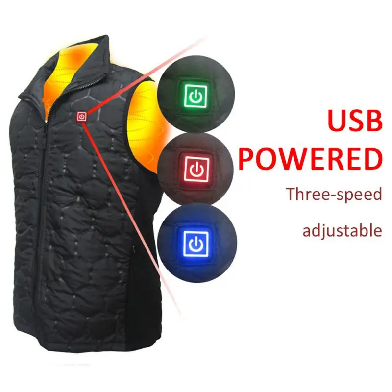 

2021 Women Heating Safe Pads Winter Men 5V USB Charging Coat Carbon Fiber Clothing Electric Heating Warm Waterproof Vest