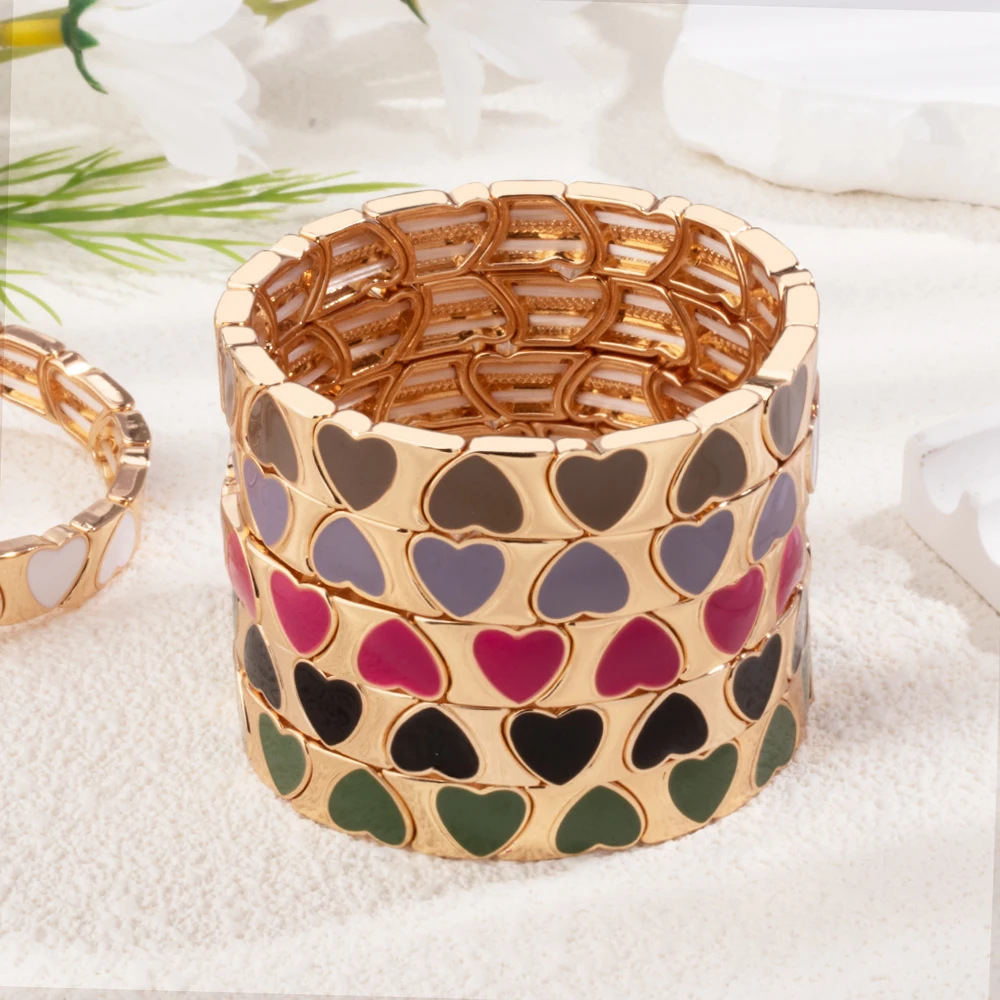2024 браслет в форме сердца для женщин персиковые эластичные браслеты из бисера