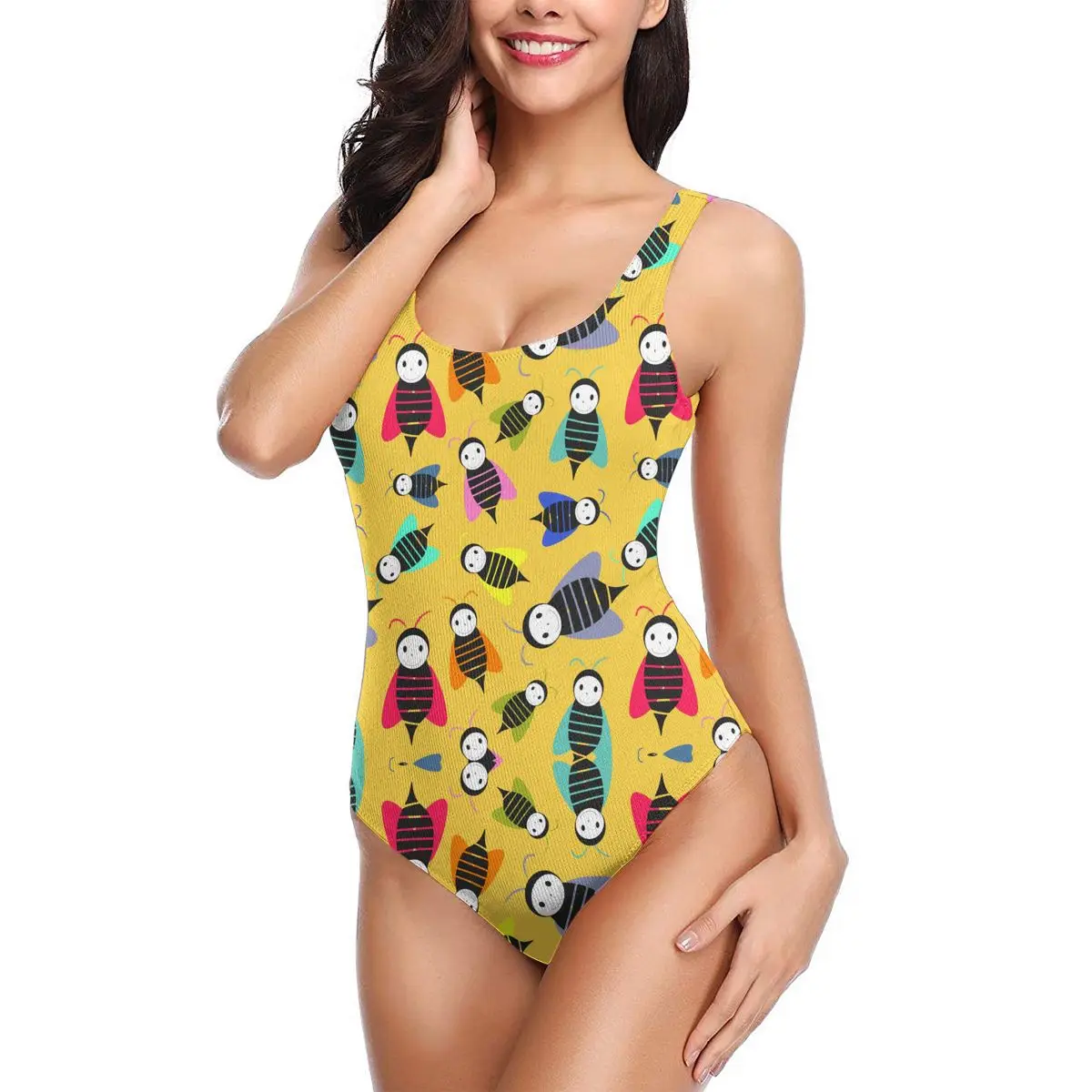 

Купальник женский полосатый сплошной с эффектом пуш-ап и цветочным принтом