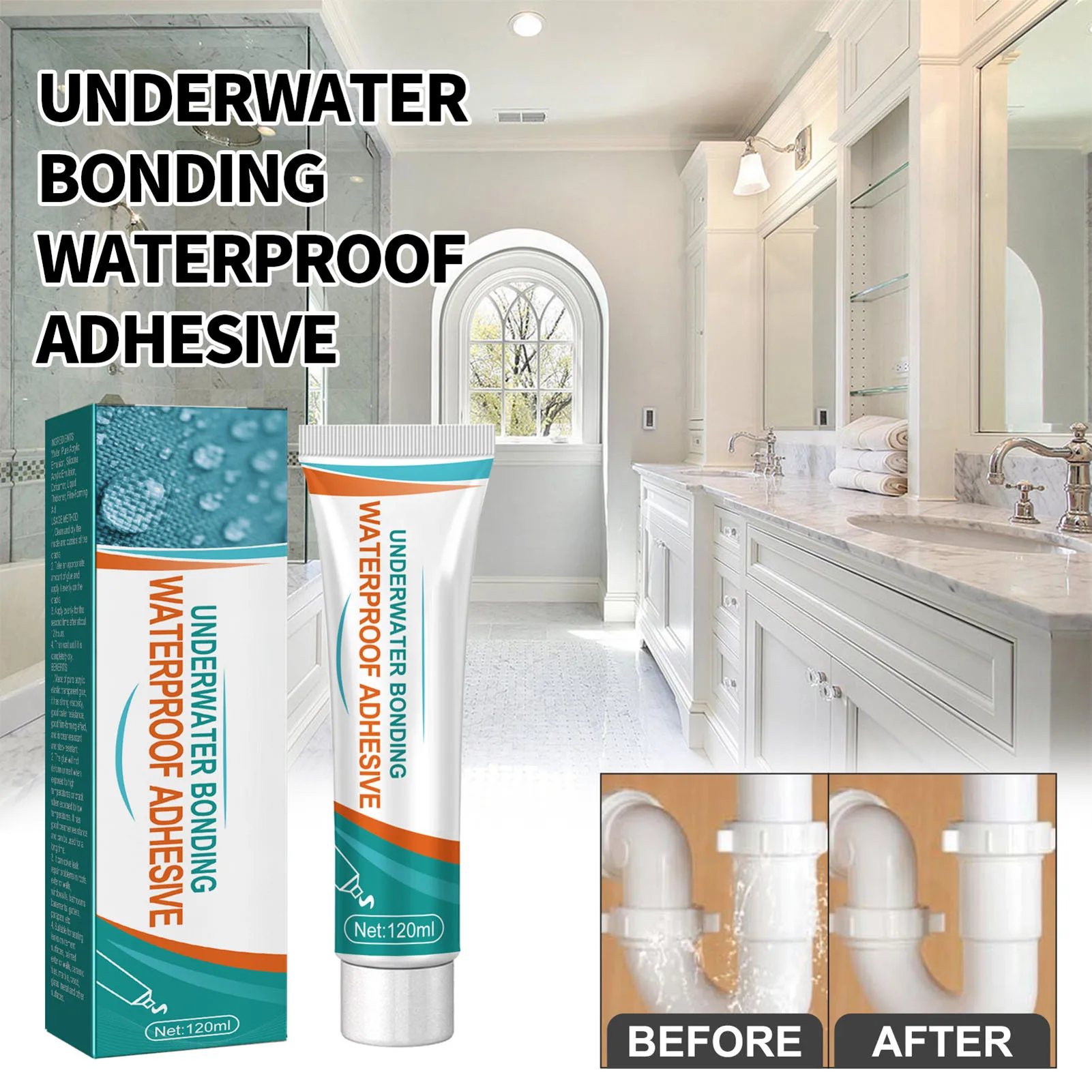 Герметичный клей-герметик 120 мл гель для подводного сверхпрочного склеивания