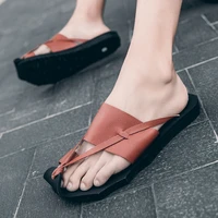 flip flops men shoes pu leather outdoor sneakers garden beach slippers new male shoes simple slip on sandals comfortable sandals
