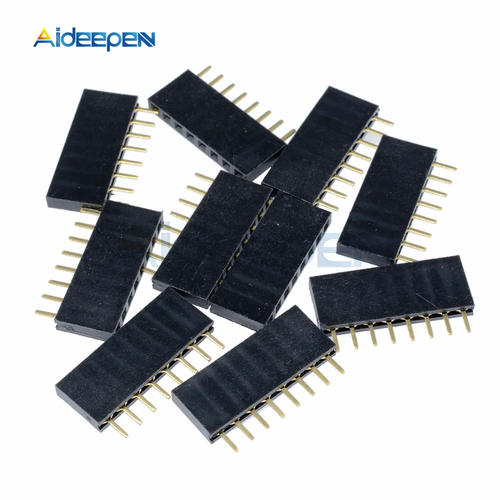 

10 шт., 1x8, однорядные, 8-контактные разъемы PCB, гнездовой разъем, 2,54 мм, 8-контактный, 8-контактный, 3 мм, Длина штифта «сделай сам»