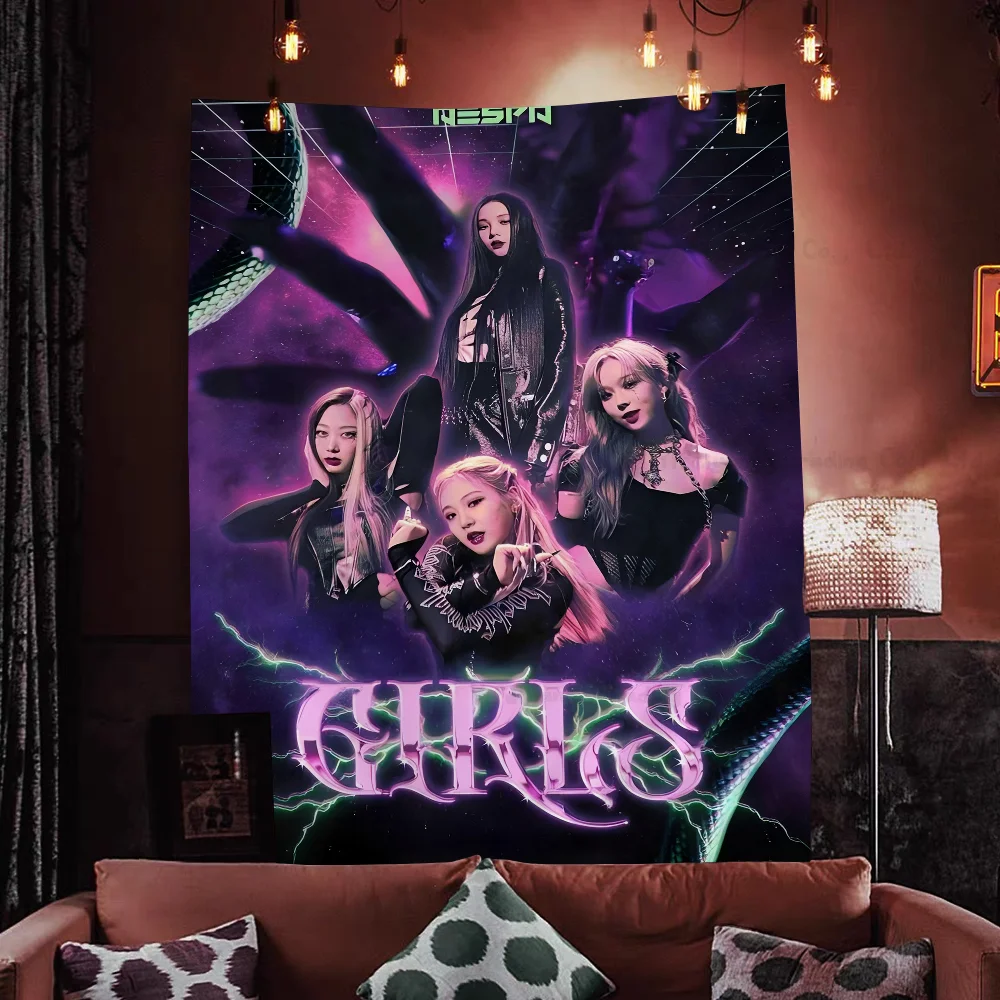Kpop A-Aespa Anime Tapestry Wall Hanging Decoration Household Home Decor