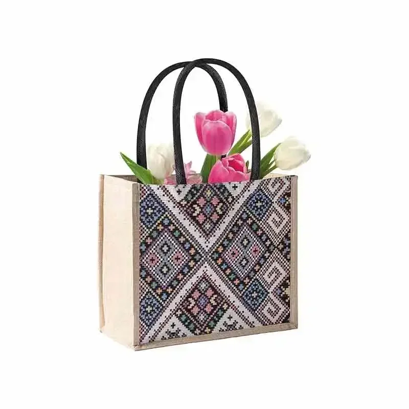 KM09 Винтажная пляжная модная сумка большой джутовый кошелек женская тканая