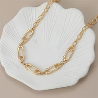 anslow trendy fashion jewelry gold paper clip design short collar choker necklace for women summer female high quality