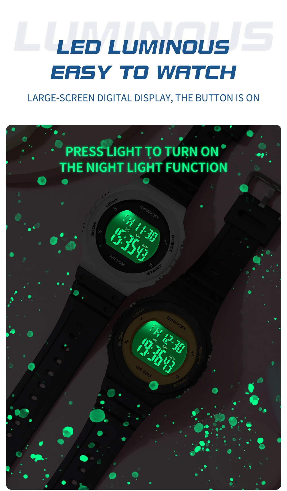 Fashion Dress Sport Watch For Girl Luxury Led Digital Watches Women's Wristwatch Top Brand SANDA Watches Stopwatch Clock 6069