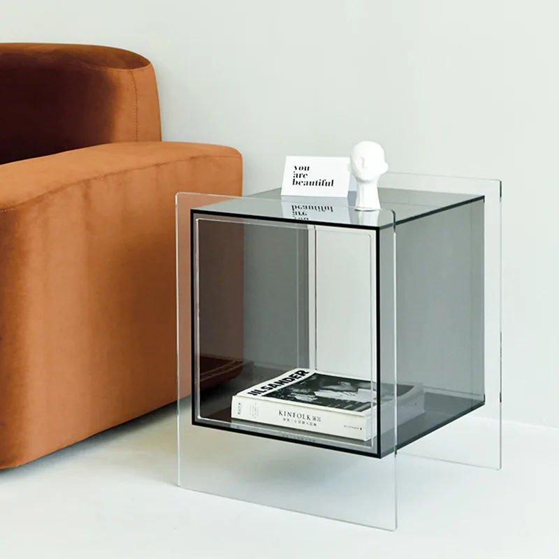 

Диван, боковой шкаф, угловой Маленький журнальный столик, скандинавский стиль, роскошный простой акриловый прикроватный столик для спальни, стеклянное ремесло