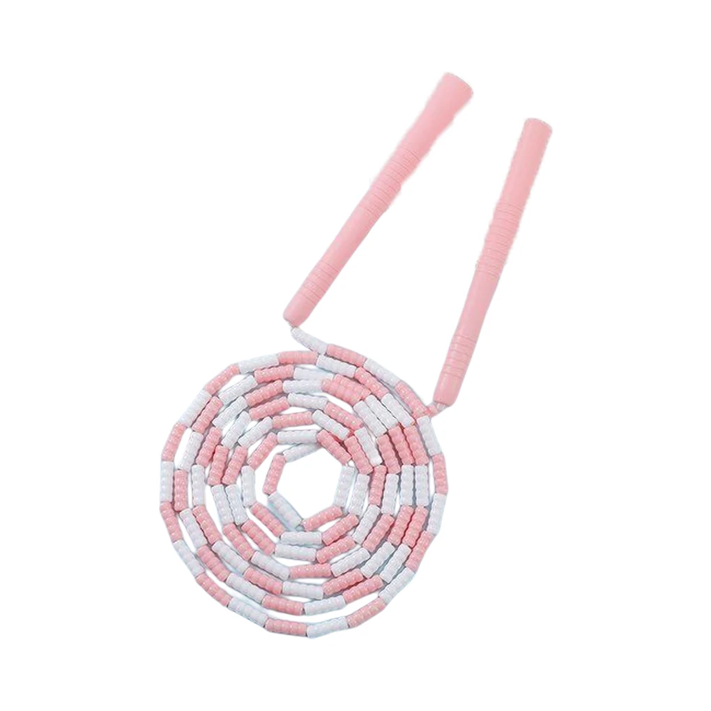 

Beaded Jump Rope Adjustable Portable Fitness School Segmented Skipping Fitness Exercise Equipment Light Pink Type