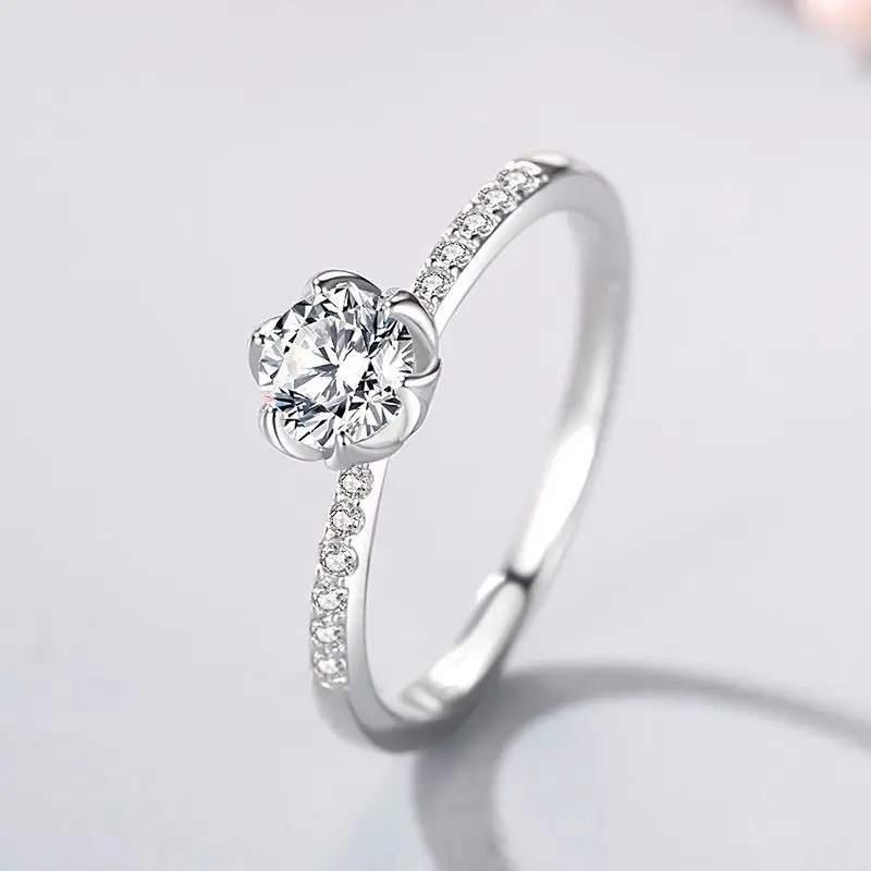 

CYJ Six-claw Flower European AAA CZ 925 Sterling Silver Ring For Women Birthday Party Wedding Girl Jewelry