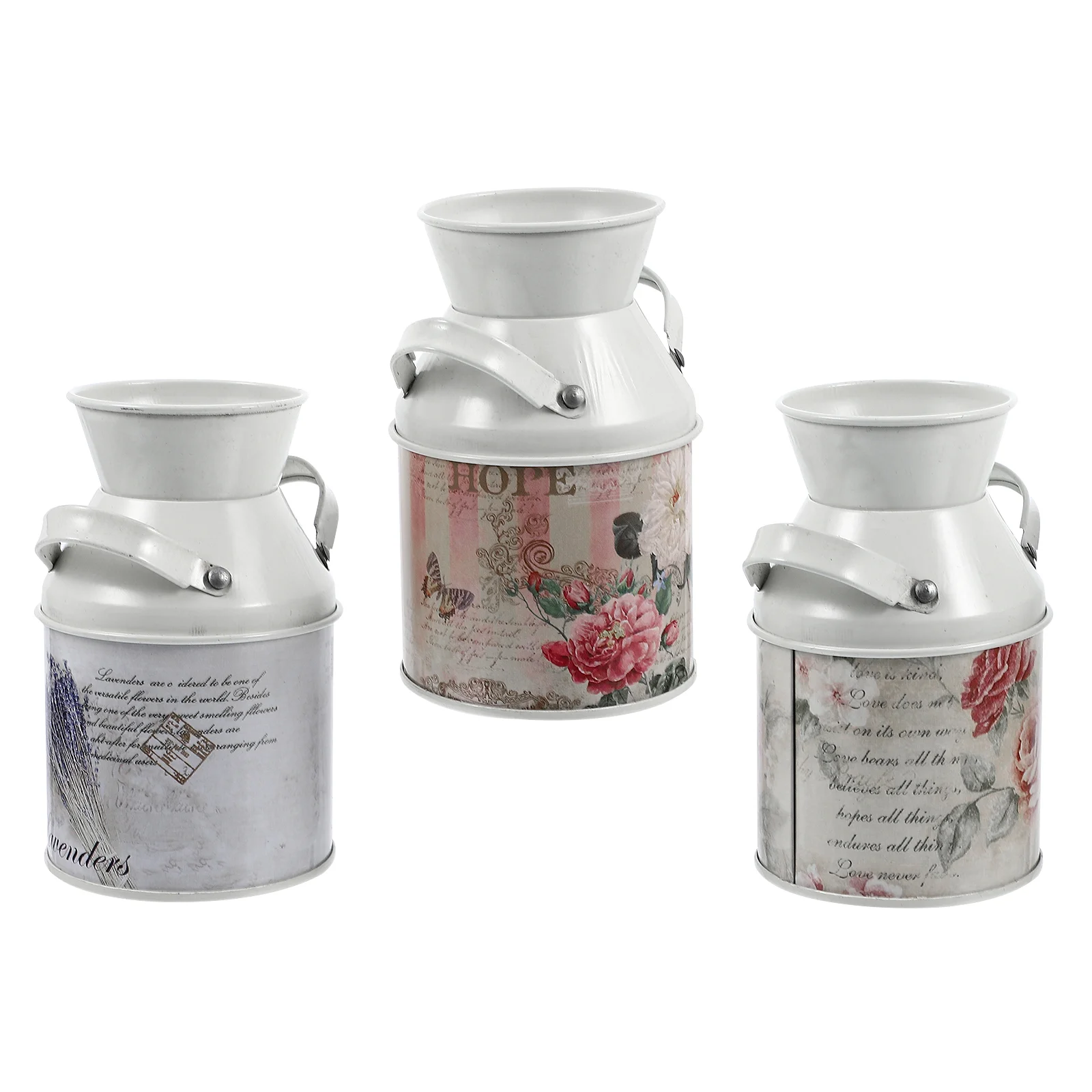 

3pcs Flower Bucket Retro Iron Bucket Flower Pot Vase Decoration Ornaments