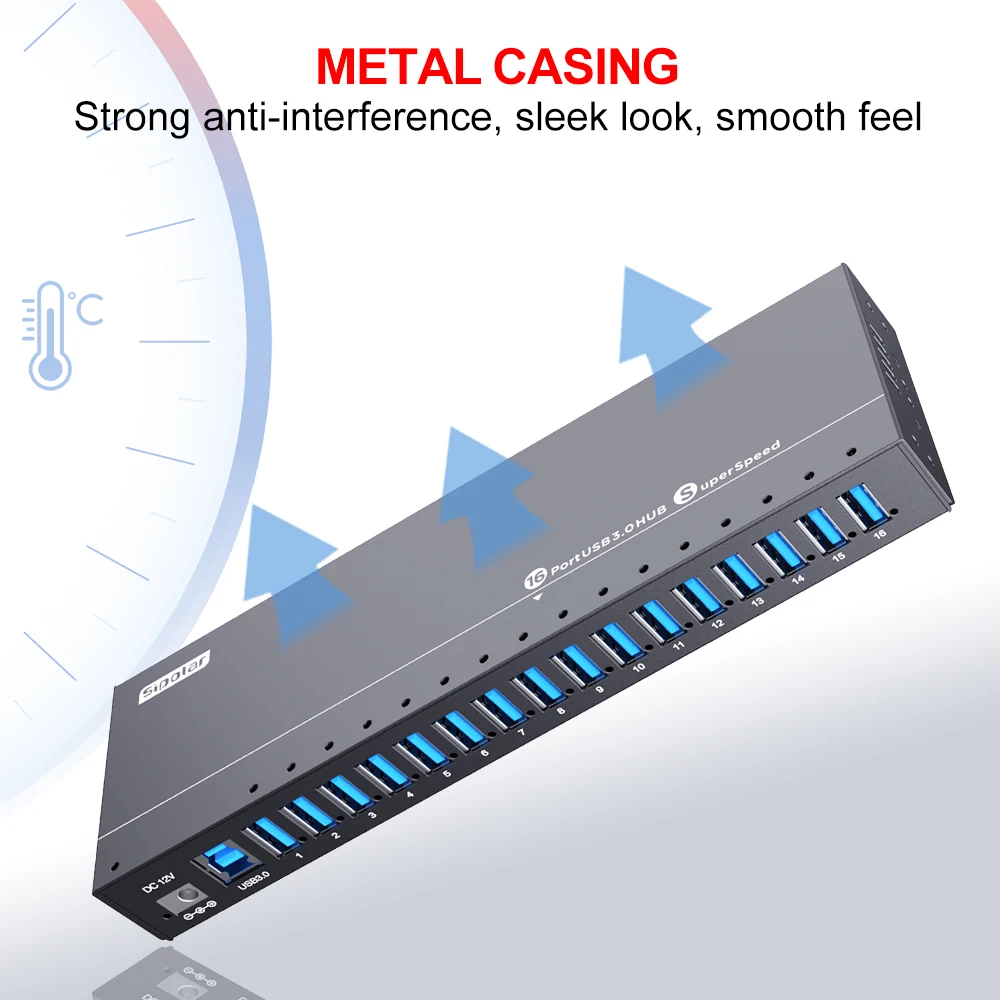 USB-хаб Good Sipolar A-316 на 16 портов для нескольких устройств, Plug and Play, не требует драйверов (art.: 3920dbdd28e79) - 3920dbdd28e79