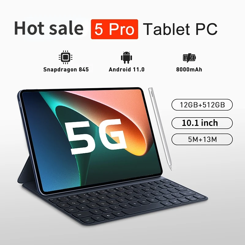 

2023 New HD Screen Global Tablet Android 11.0 12GB RAM 512GB ROM Tablette PC 5G Dual SIM Card Or WIFI TABL