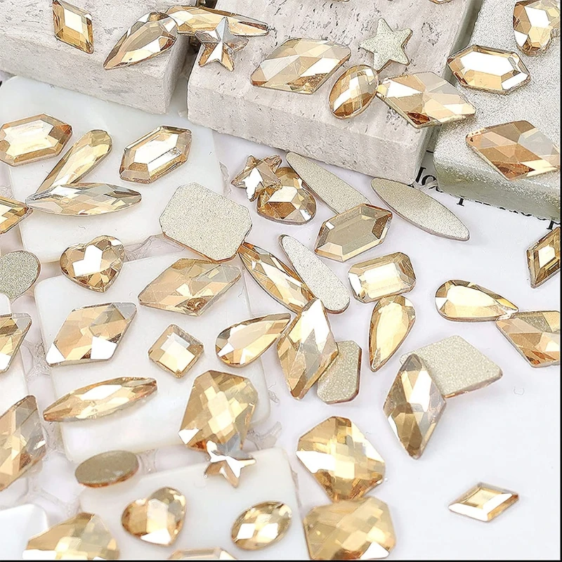 

Rhinestones for Nails Crystal Rhinestones Round Beads Flatback Glass Gems Stones Multi Shapes Rhinestones 3D