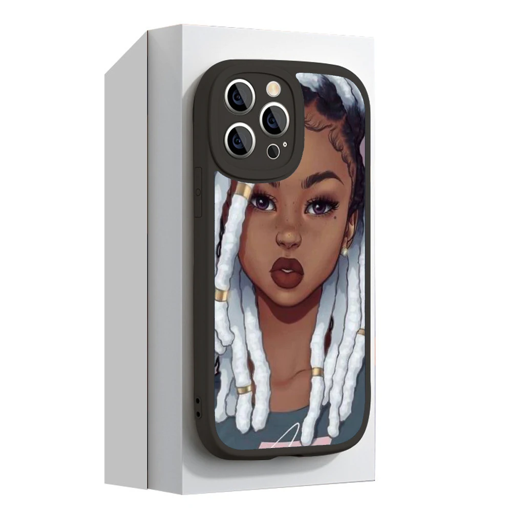 Модный чехол из шкуры ягненка с Африканской черной девушкой для iphone 13 12 11 Pro MAX MiNi 7