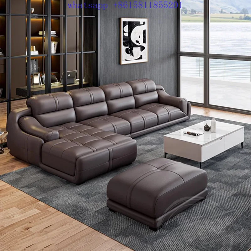 Современный диван для гостиной кожаный роскошный угловой удобная мебель
