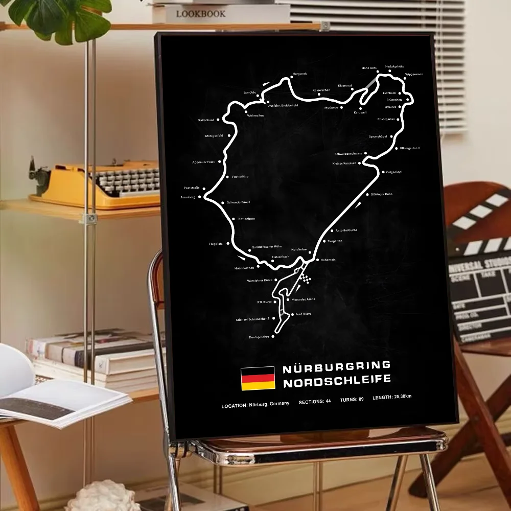 Formula 1 Internationa Track Circuit Painting F1 Wall Art Nordic Poster Paper Print Home Living Room Bedroom Entrance Bar Cafe A