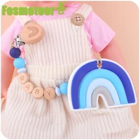 fosmeteor silicone teether beads set food grade baby rainbow nuring teething beads diy accessories pacifier chain clips infant