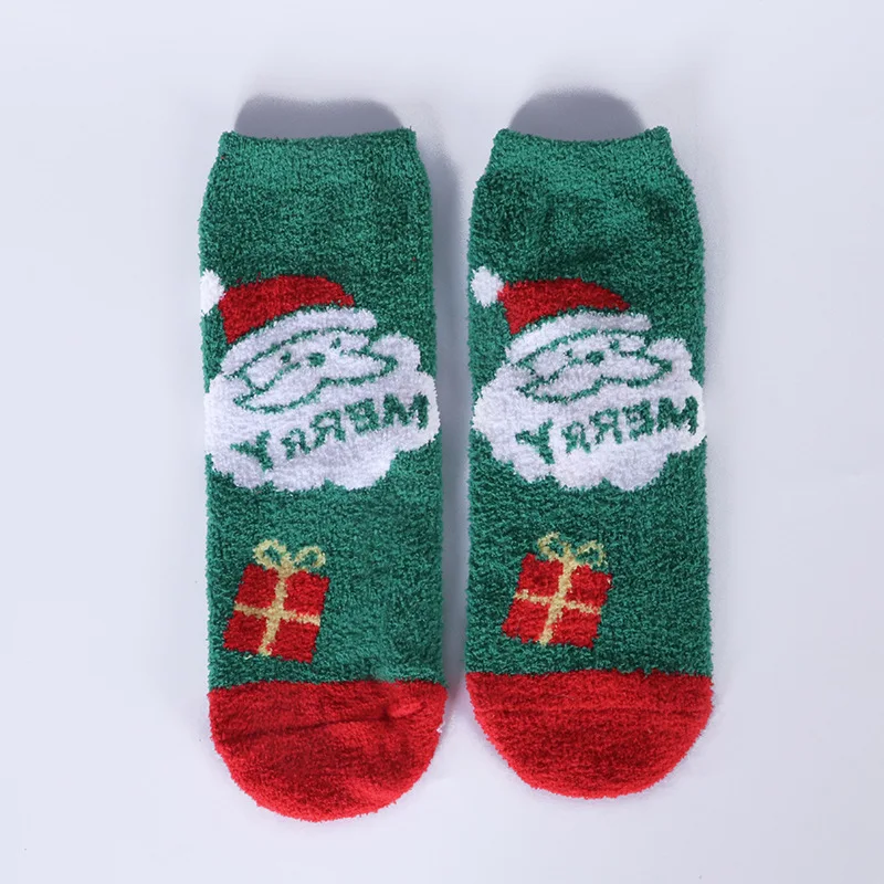 10 Pairs Unisex Coral Velvet Christmas Socks Middle Tube Thickened Warm Autumn Winter Cute Cartoon Snow Merry Christmas Socks