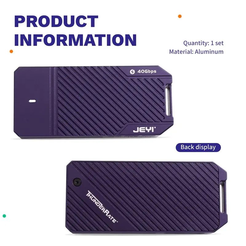 Корпус для твердотельного накопителя JEYI M.2 USB Type-C 4.0 40Gbps USB4.0 M.2 NVMe SSD, алюминиевый корпус, для Thunderbolt 43 (art.: 3920dbc01479e) - 3920dbc01479e