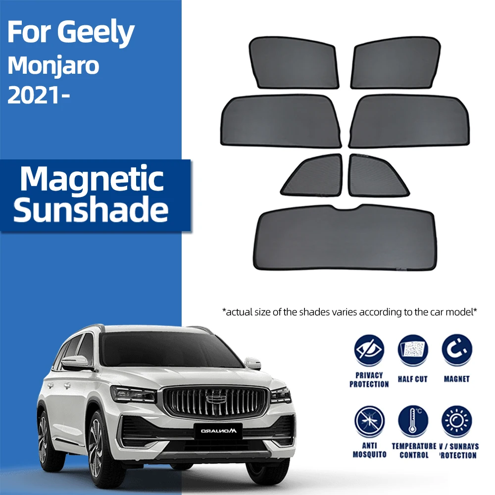 

For Geely Monjaro 2021 2022 Magnetic Car Sunshade Shield Front Windshield Curtain Rear Side Baby Seat Window Sun Shade Visor