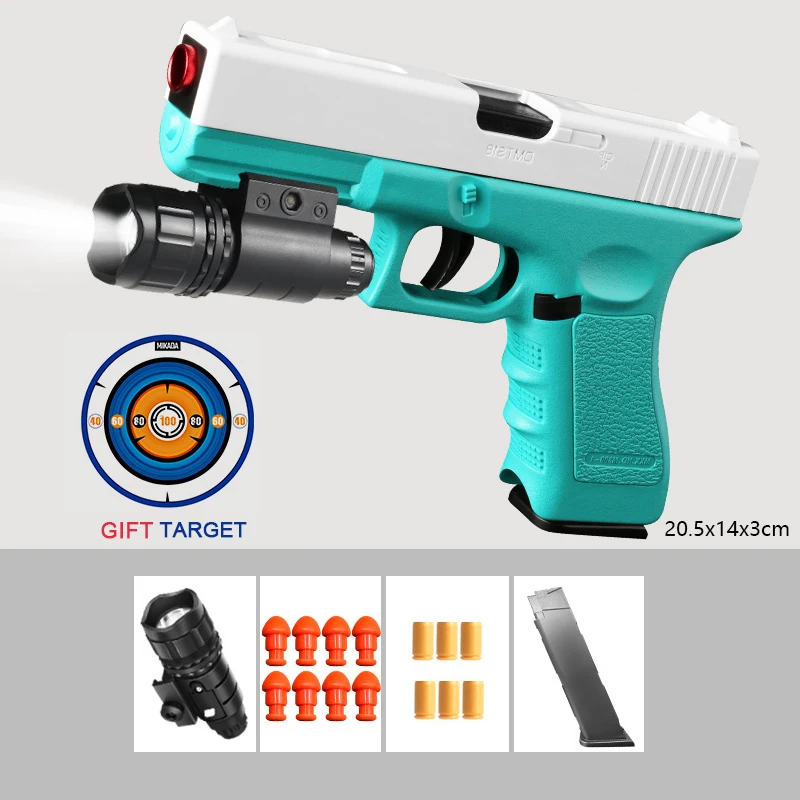 

Shell Ejection Glock Pistol Handgun Toy Gun Weapon Blaster Continuous Shooting Model Launcher For Adults Boys Child CS Fighting