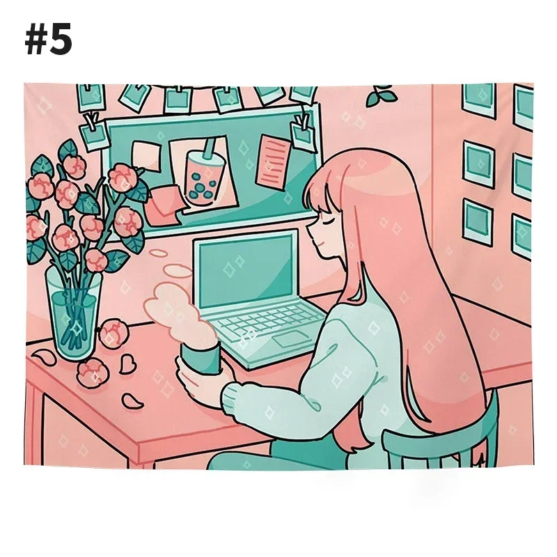 Гобелен настенный подвесной табус девушка ткань живопись фон декор комнаты