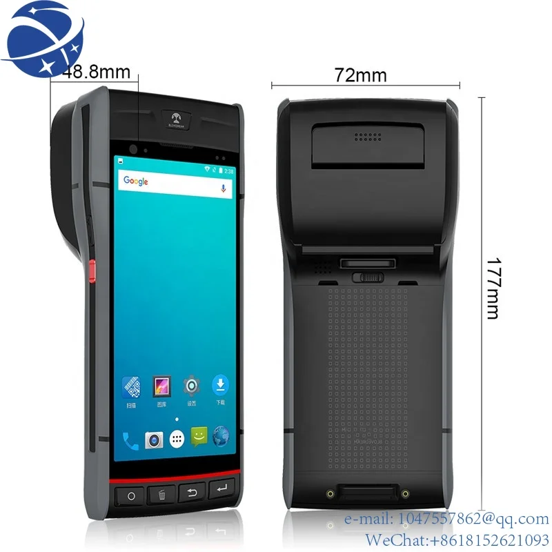 

Ручной терминальный принтер Yun YiHandheld 58 мм, термальная печать чеков/наклеек, Android 8,1 POS PDA с 1D 2D сканером штрих-кодов, щеточками