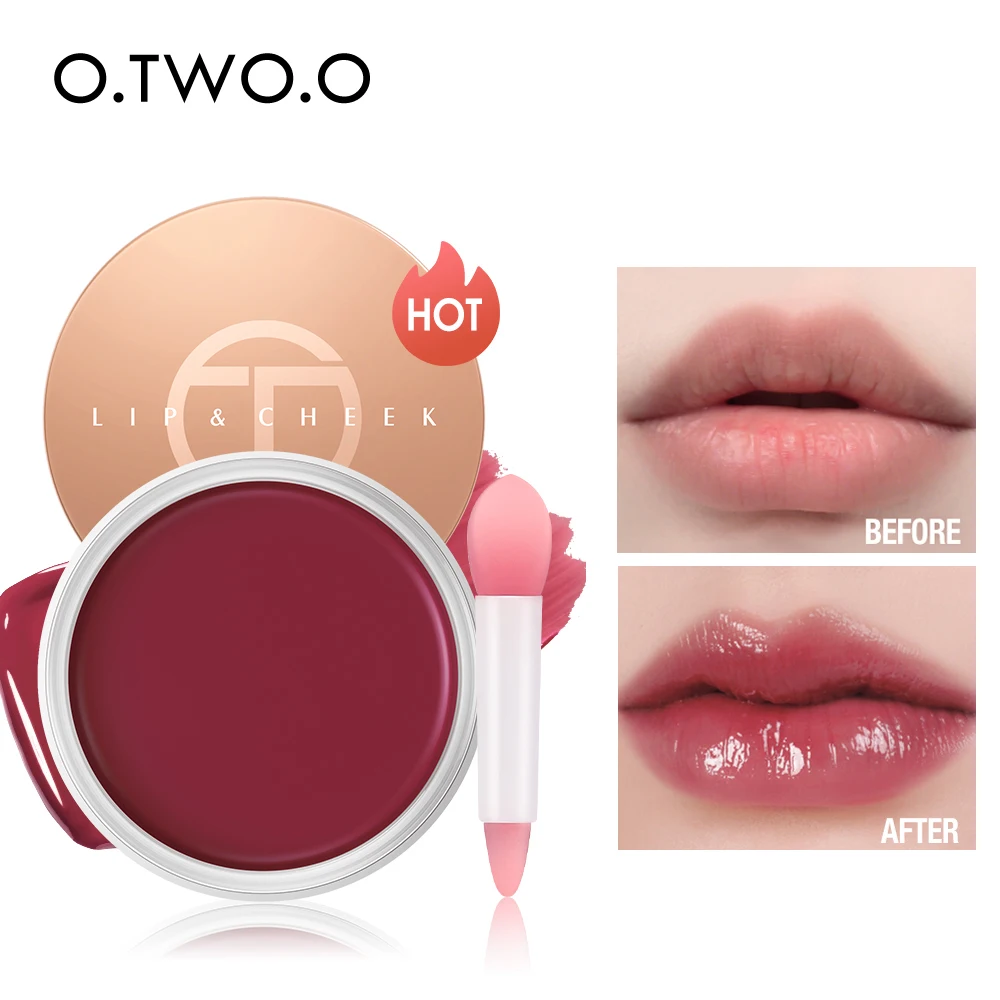 O.TWO.O Lip Gloss Lip Balm 6 Colors Plumping Nourish Hydrate with Vitamin E Moisturizer Dual-use For Lip & Cheek Makeup Lip Tint