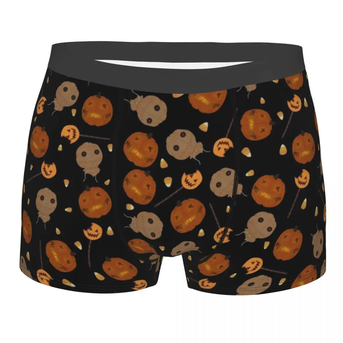 

Trick R Treat Halloween Men's Underwear Pumpkins Boxer Shorts Panties Sexy Mid Waist Underpants for Homme