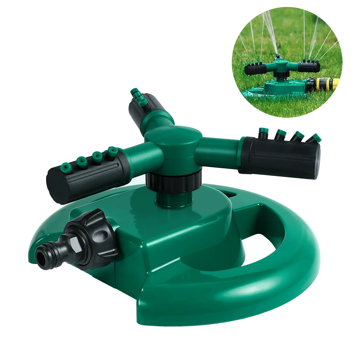 

UEETEK 1PC Lawn Durable Garden Water Rotary Garden Nozzle Three Arm Sprinkler Lawn Sprinkler for Lawn