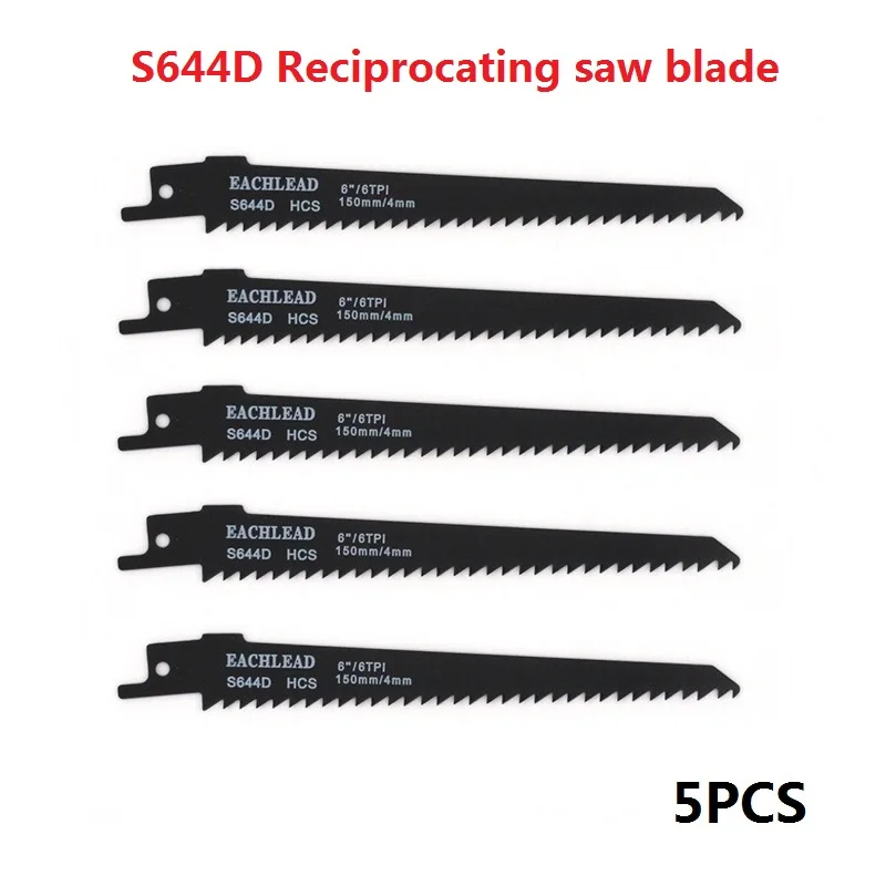 

5 шт./компл. S644D сабельная пила, аксессуары для электроинструментов, резка древесины, материал HCS, зубцы, 6TPI, пильное полотно «сделай сам»