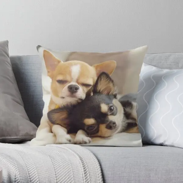 

Two Cute Chihuahua Puppies Photograph Printing Throw Pillow Cover Car Soft Office Cushion Fashion Square Pillows not include