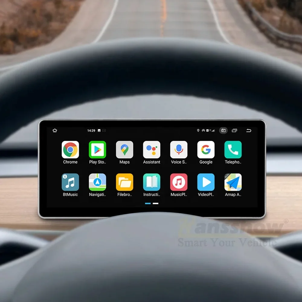 Hansshow Model 3/Y Беспроводной Apple Carplay Android Auto Wi Fi 4G Голосовой помощник Экран дисплея для