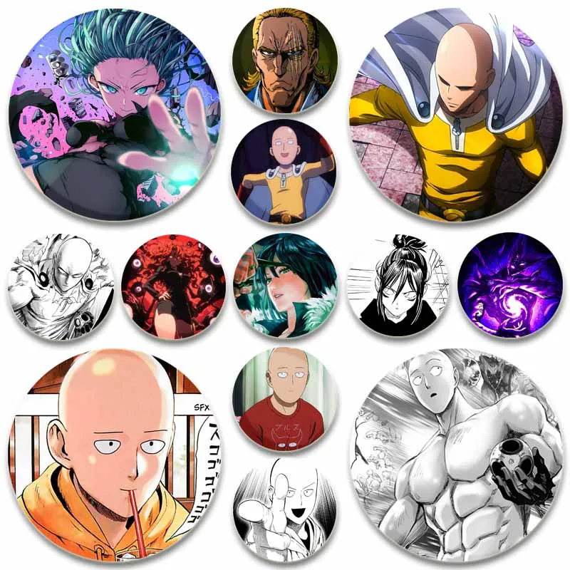 Anime One Punch Man Simple Button Pins Saitama Genos Jenos Sonic Tatsumaki Fubuki Garou Brooches Daily Stylish Ornament Badge