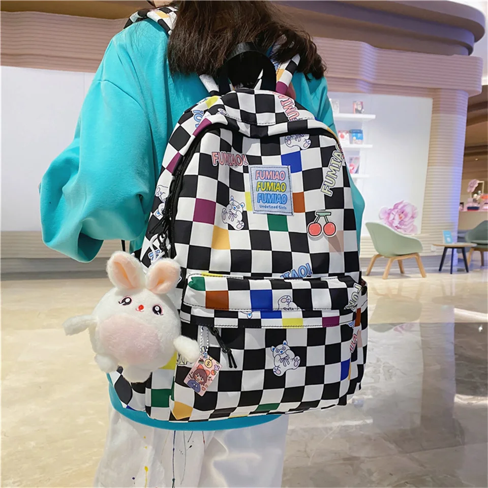 

Plaid Women Backpack Waterproof Oxford School Backpacks Shoulder Bags for Women New Light Travel Bag for Girls Back Pack