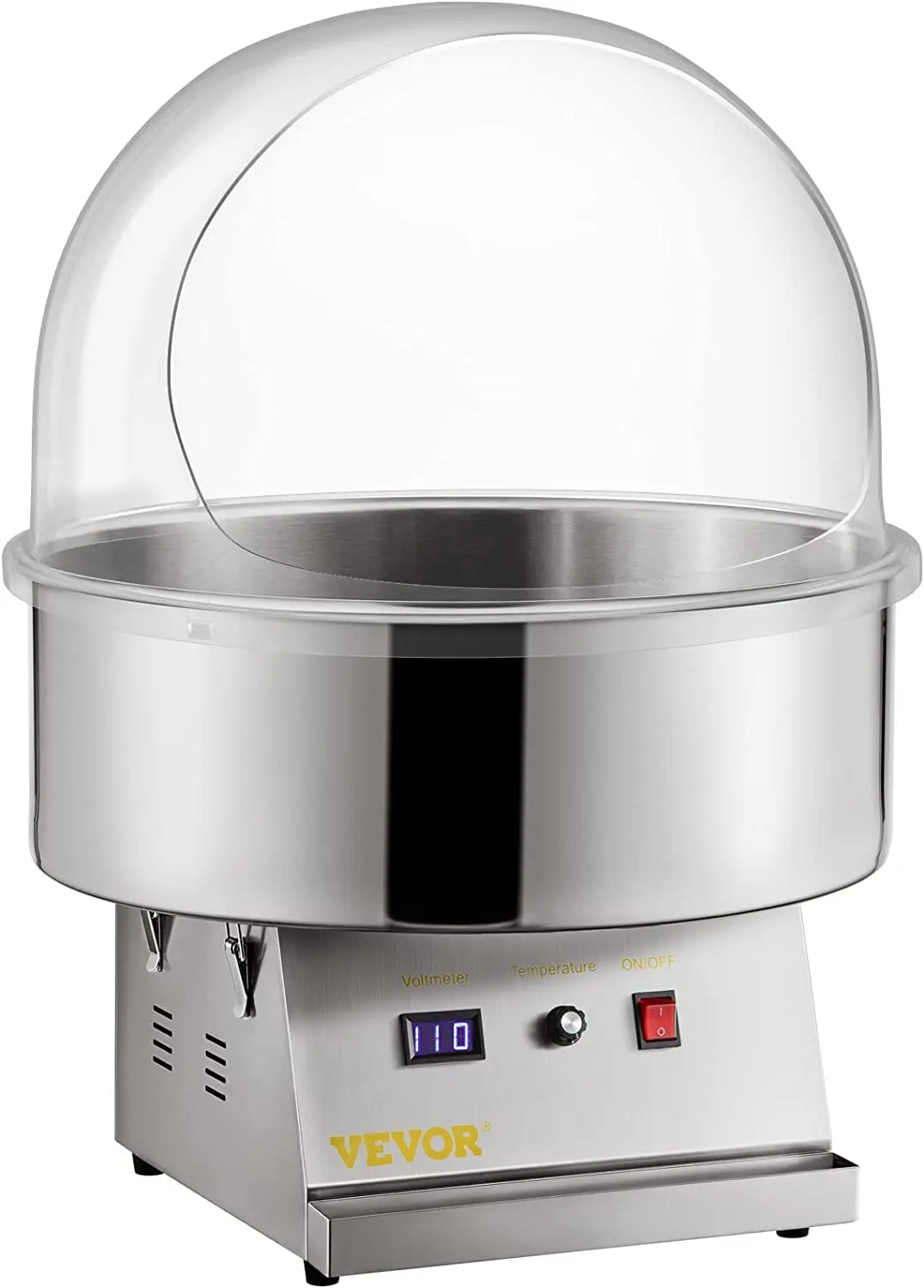 

Candy Machine with Bubble Cover Shield, Silver 1050W Commercial Cotton Candy Maker Stainless Steel for Various Parties