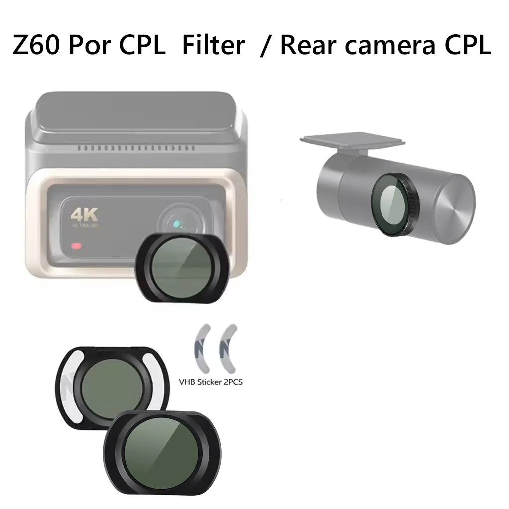 Фото Для DDPAI Dash Cam Z60 pro 4K CPL Фильтр Задняя камера CPL HD Защита от пыли Антибликовый фильтр CPL №1