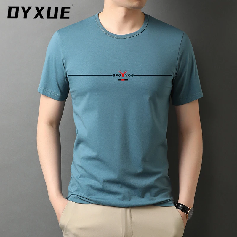 

Брендовая новая футболка DYXUE, футболки для мужчин, корейский принт, повседневные топы с круглым вырезом, топ, чистый цвет, 2022 хлопок, короткий...