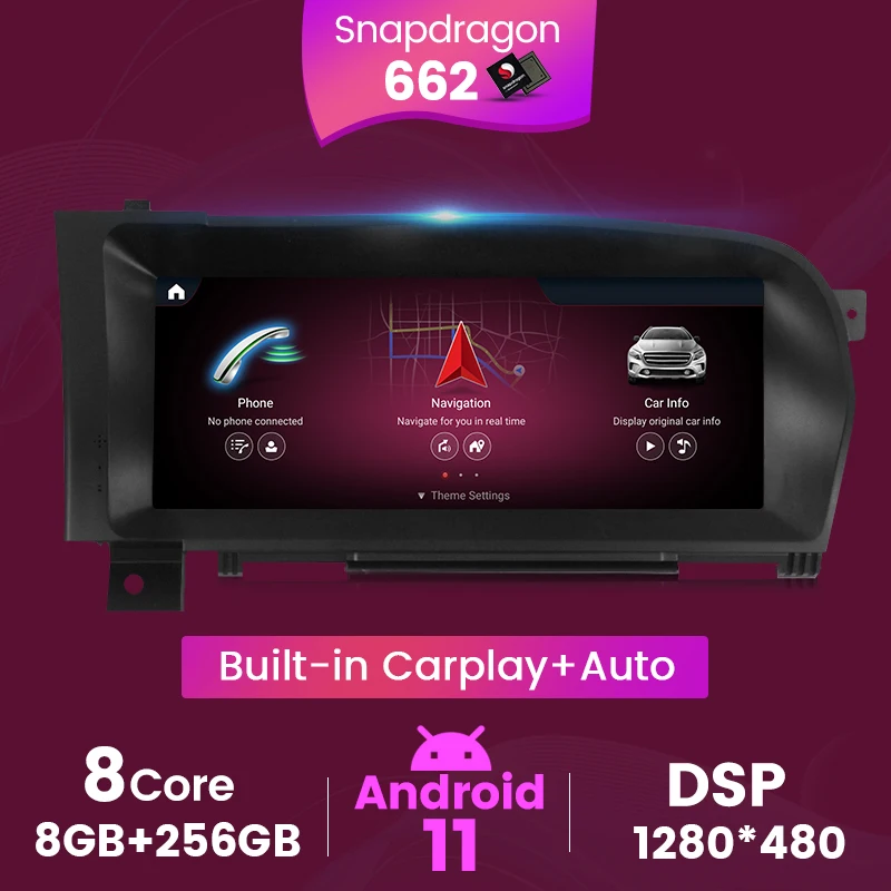 

Snapdragon 662 Android 11 DSP Car Radio Video Player For Mercedes Benz S Class W221 W216 2006-2013 Carplay Auto GPS Navigation