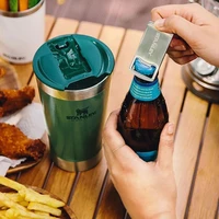 shipped immediately freeshipping 502ml original stanley cup beer stainless steel beer cup thermos with lid and bottle opener