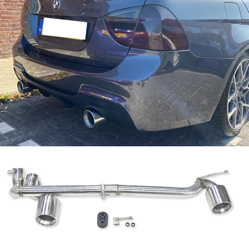 

For BMW E90 E92 318i 320i 330i 325i Stainless Steel Exhaust Pipe Double Out Car Exhaust Tip Mufflers MP MT Bumper 2006-2016