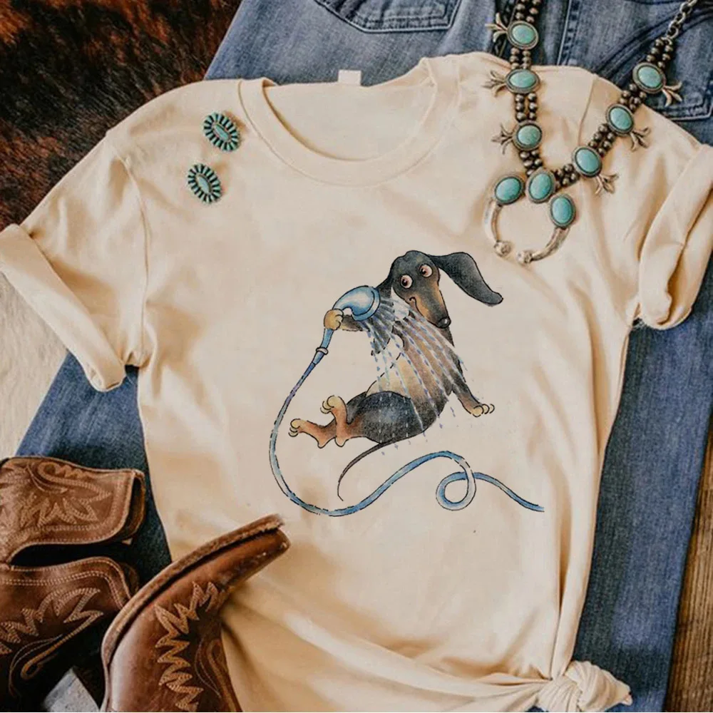 Топ с таксой женские футболки графическим рисунком уличная одежда комикс