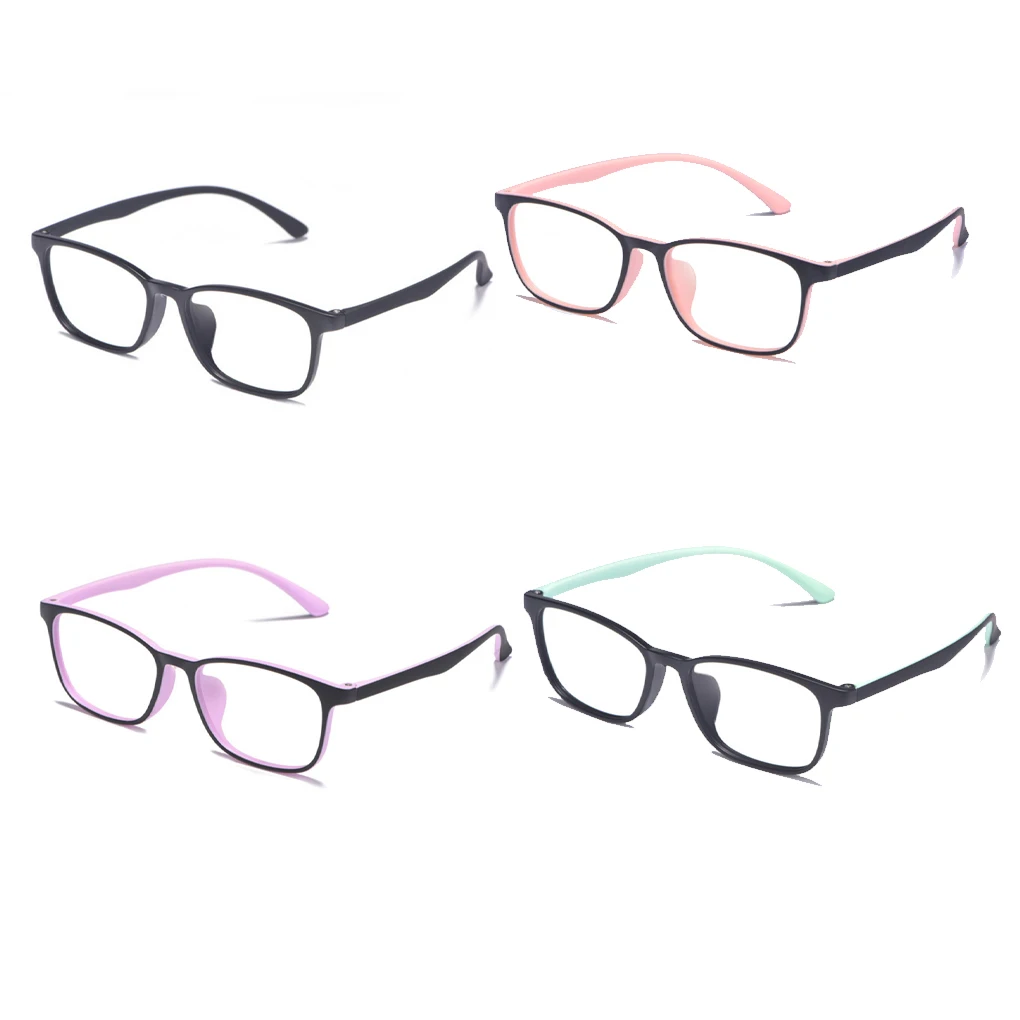 

TR90 Eyeglasses Rectangle Full Frame No Prescription Lens Anti-slide Vintage Style Lightweight Spectacles for Computer