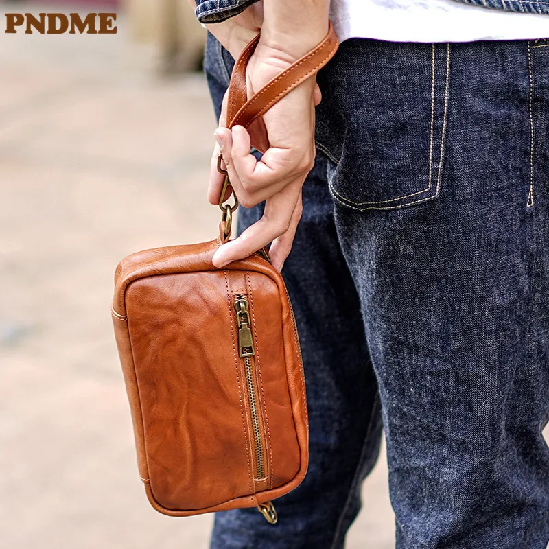 Natural organizer genuine leather men's clutch bag outdoor high-quality real cowhide youth multi-functional shoulder bag wallet