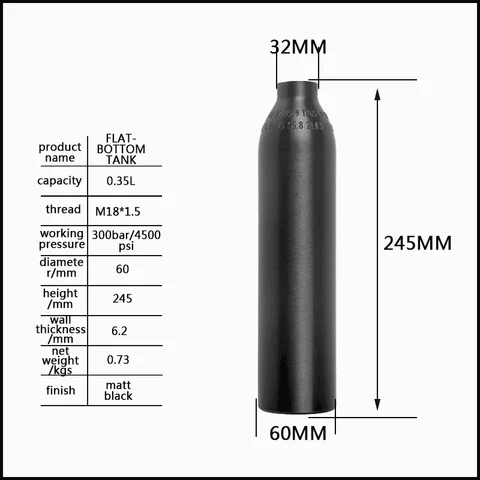 Цилиндр высокого давления QUPB, бак для пейнтбола 4500 фунт/кв. Дюйм, бак для подводного плавания с резьбой m18x1, 5 0,35 л 0,45 л