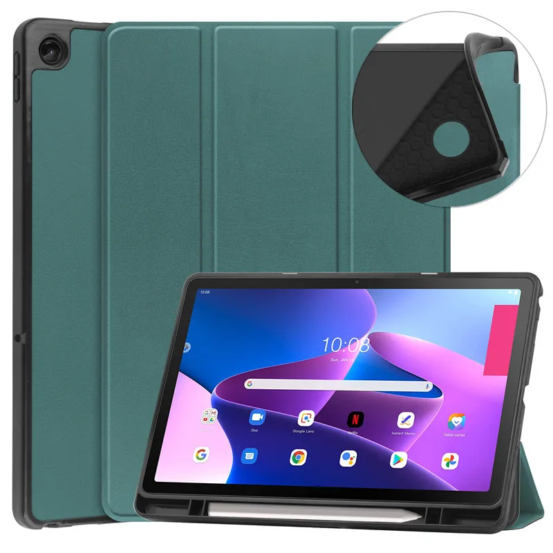 

Чехол-книжка из искусственной кожи для Lenovo Xiaoxin Pad 2022 10,6 дюйма, мягкий силиконовый защитный чехол для Lenovo Tab M10 Plus 3-го поколения 10,6