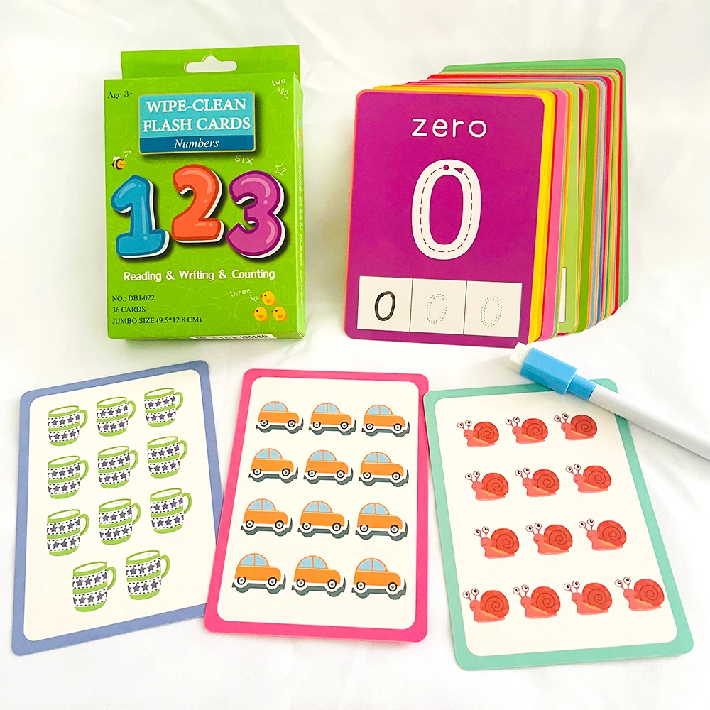 

36 Cards Numbers Learning Flashcards Alphabet Letters ABC Reading and Writing Kids Montessori Early Educational Toys